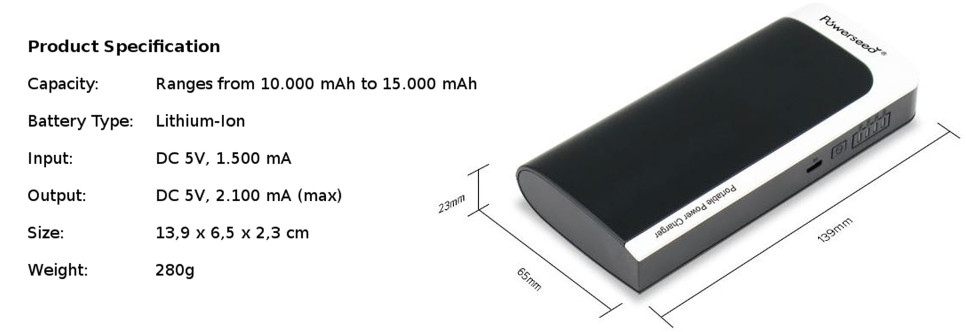 Powerbank Powerseed Infinity 13000 mAh